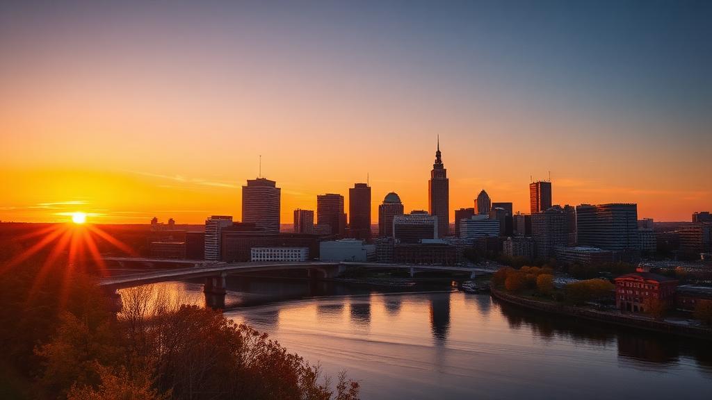 Hartford Connecticut skyline at sunset — appliance repair service in Connecticut