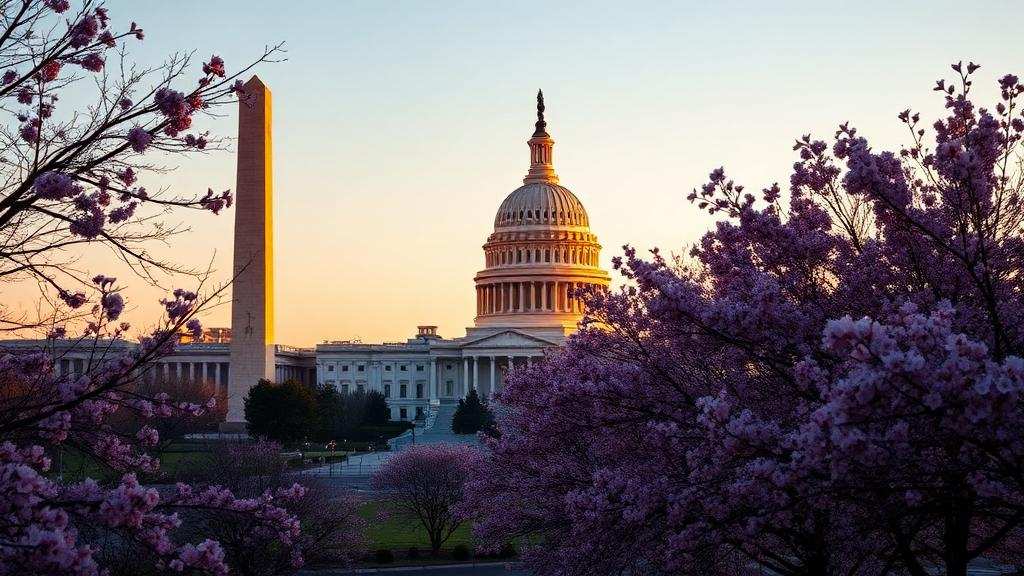 Washington DC US Capitol with cherry blossoms — appliance repair service in District of Columbia